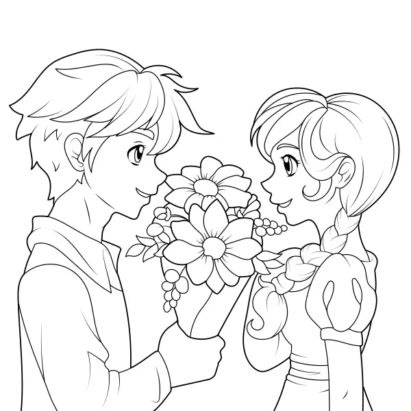 Ramo de San Valentín | Dibujos para colorear online para niños