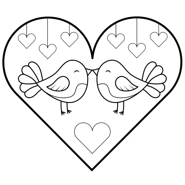 Pájaros enamorados | Dibujos para colorear online para niños