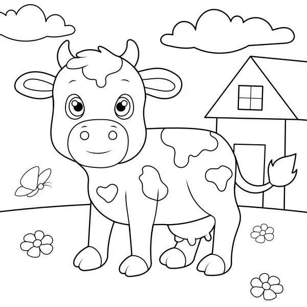 Una vaca en el prado | Dibujos para colorear online para niños