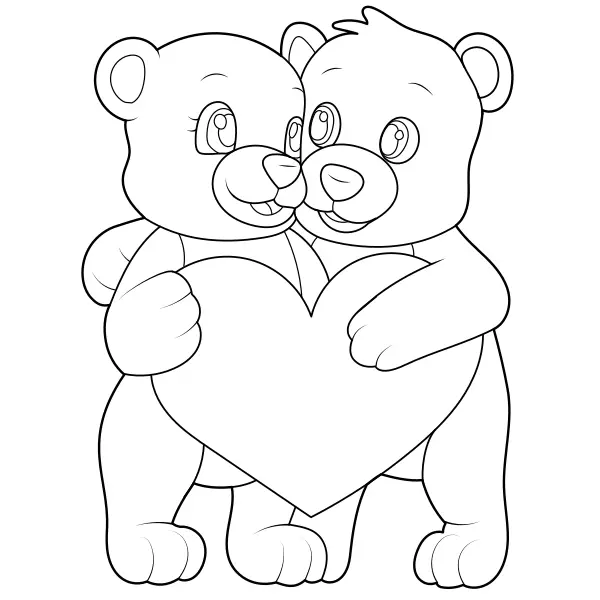 Osos con corazón | Dibujos para colorear online para niños
