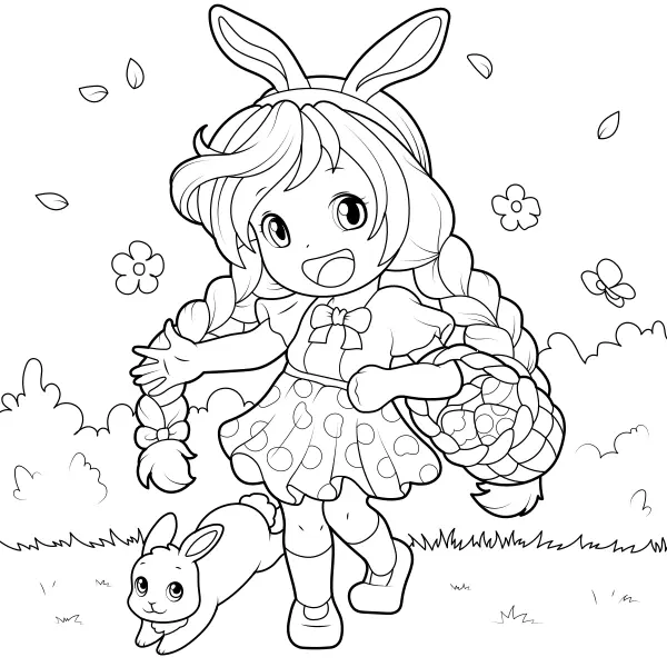 Una niña muy mona de Pascua | Dibujos para colorear online para niños