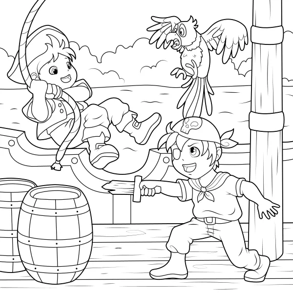 Los piratas se lo pasan en grande | Dibujos para colorear online para niños