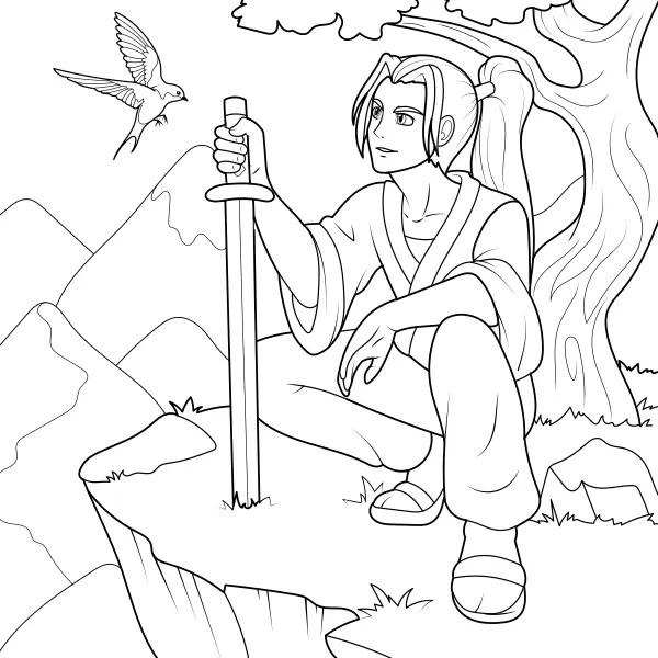 Un hombre con una espada | Dibujos para colorear online para niños