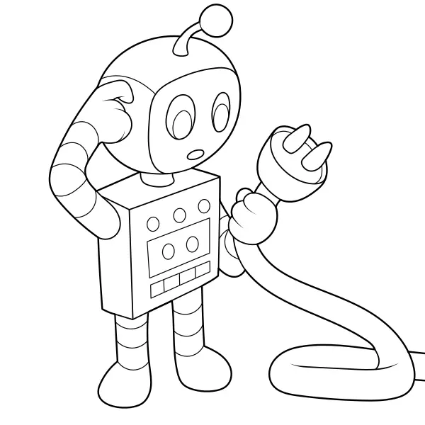 Robot con enchufe | Dibujos para colorear online para niños