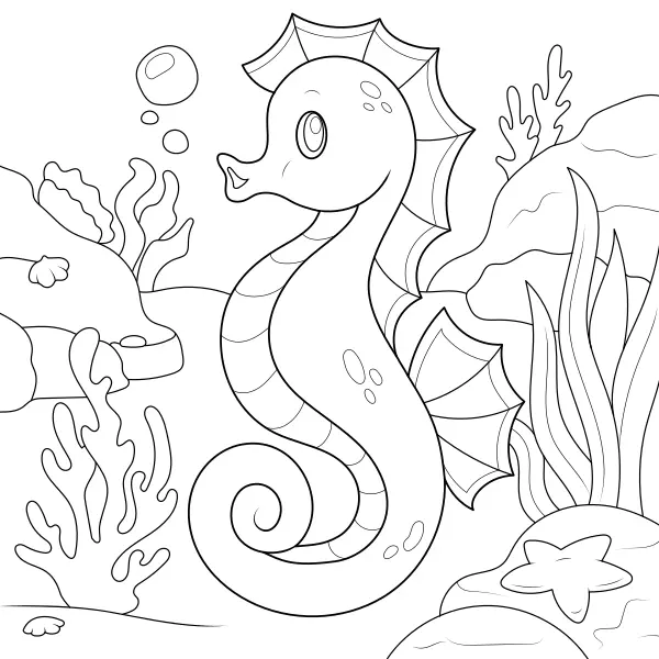 Caballito de mar | Dibujos para colorear online para niños