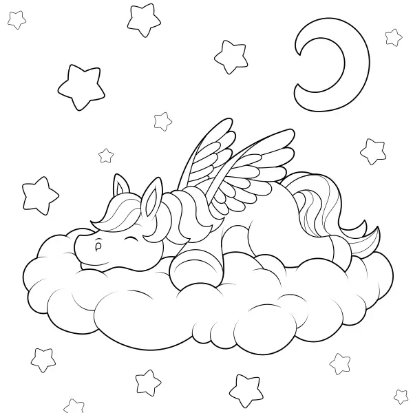 El unicornio dormido | Dibujos para colorear online para niños