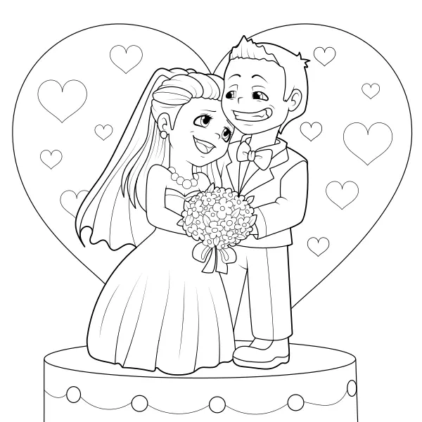 Los novios | Dibujos para colorear online para niños
