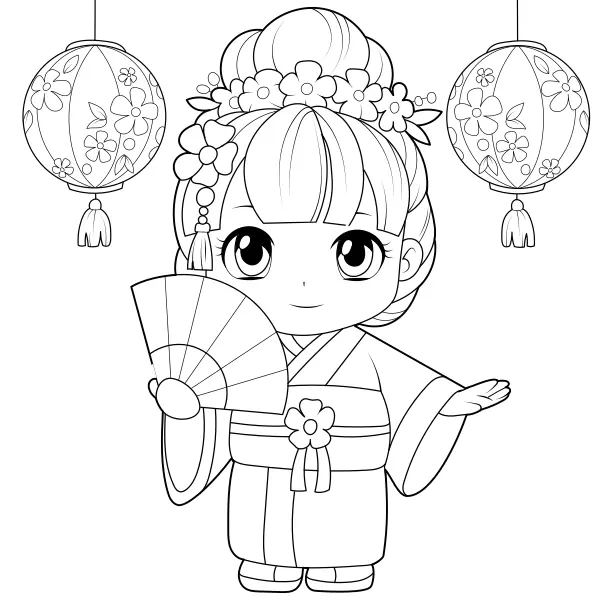 La pequeña geisha | Dibujos para colorear online para niños