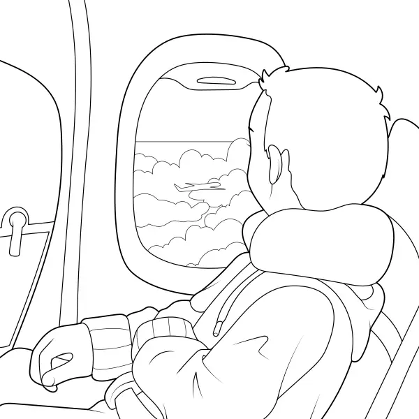 El niño en el avión | Dibujos para colorear online para niños