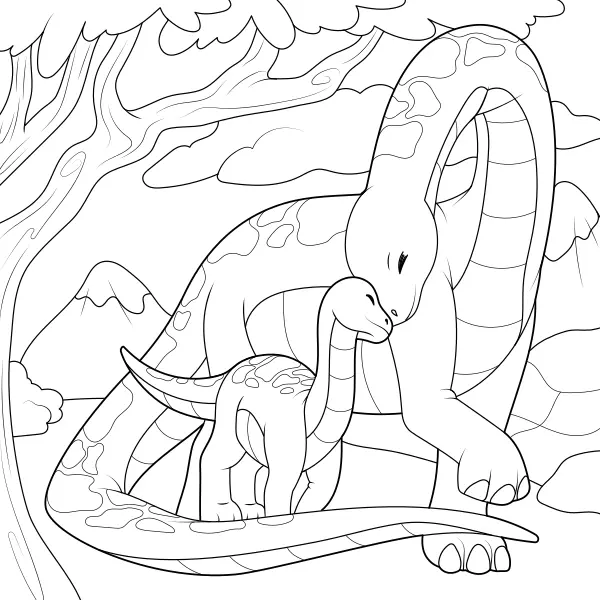 La familia del diplodocus | Dibujos para colorear online para niños
