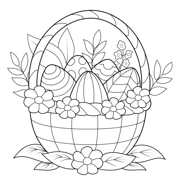 Cesta de Pascua con huevos | Dibujos para colorear online para niños