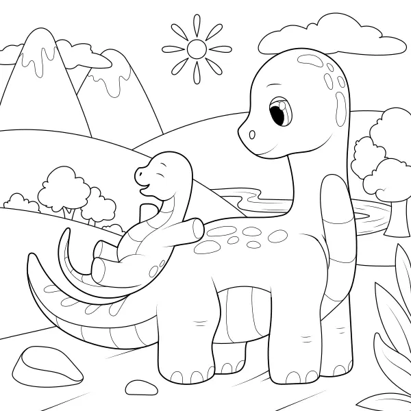 Los dinosaurios juegan | Dibujos para colorear online para niños
