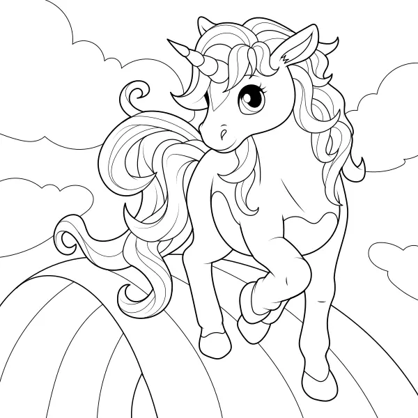 Un unicornio sobre el arcoíris | Dibujos para colorear online para niños