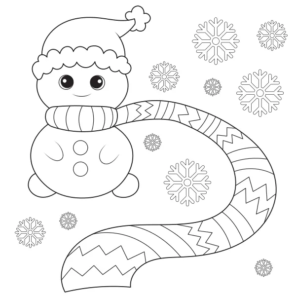 Muñeco de nieve con bufanda | Dibujos para colorear online para niños