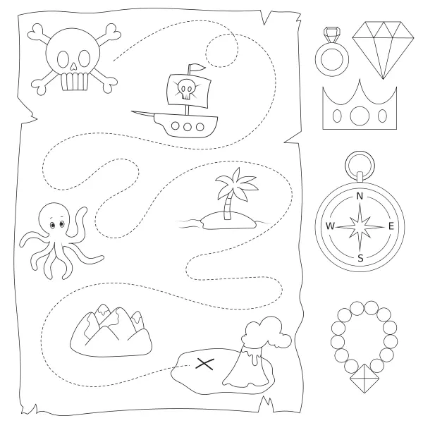 Mapa del tesoro | Dibujos para colorear online para niños