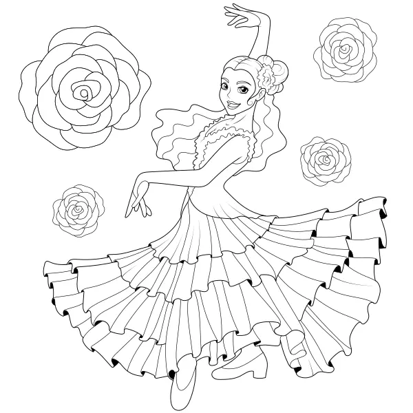 Bailarina de flamenco | Dibujos para colorear online para niños