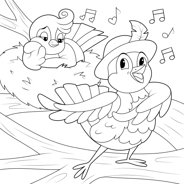 El pájaro canta una canción | Dibujos para colorear online para niños