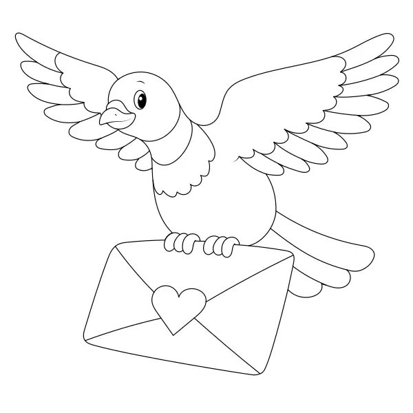 Paloma con una carta | Dibujos para colorear online para niños