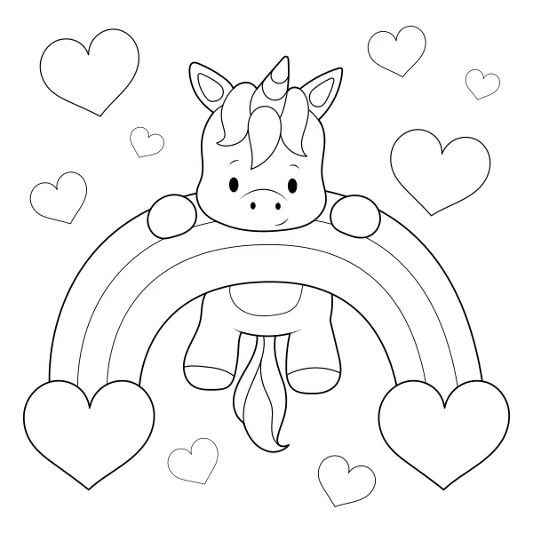 Un unicornio con corazones | Dibujos para colorear online para niños