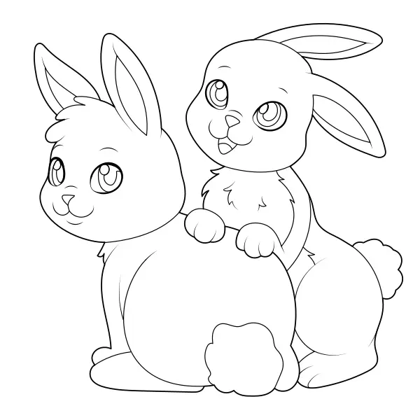 Dos conejitos | Dibujos para colorear online para niños