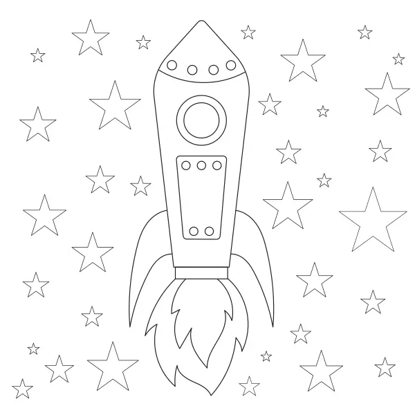 El cohete y las estrellas | Dibujos para colorear online para niños