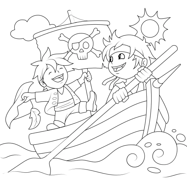 Piratas en el mar | Dibujos para colorear online para niños