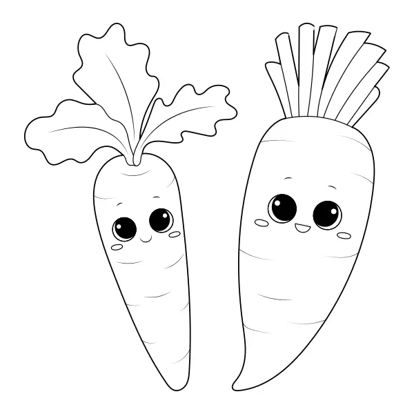 Zanahoria y rábano blanco | Dibujos para colorear online para niños