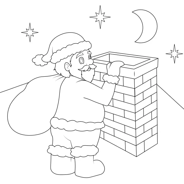 Papá Noel junto a la chimenea | Dibujos para colorear online para niños
