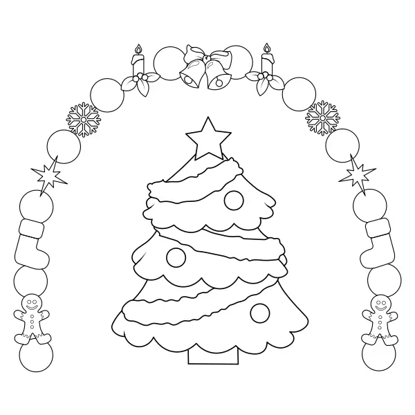 Árbol de Navidad en un marco | Dibujos para colorear online para niños