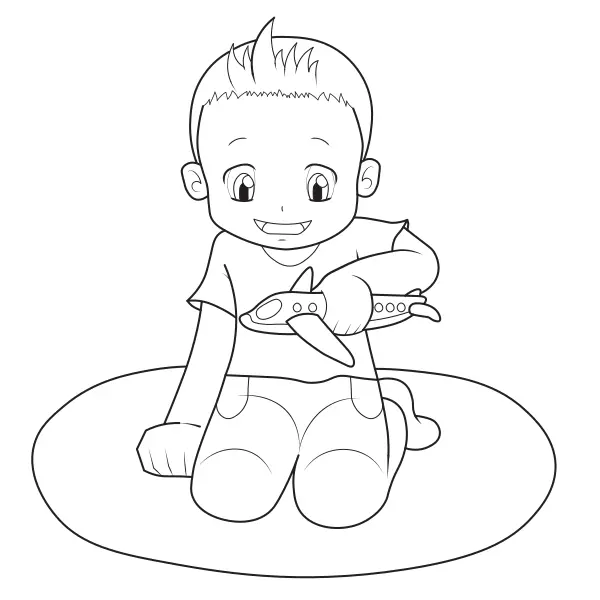 El niño con el avión | Dibujos para colorear online para niños