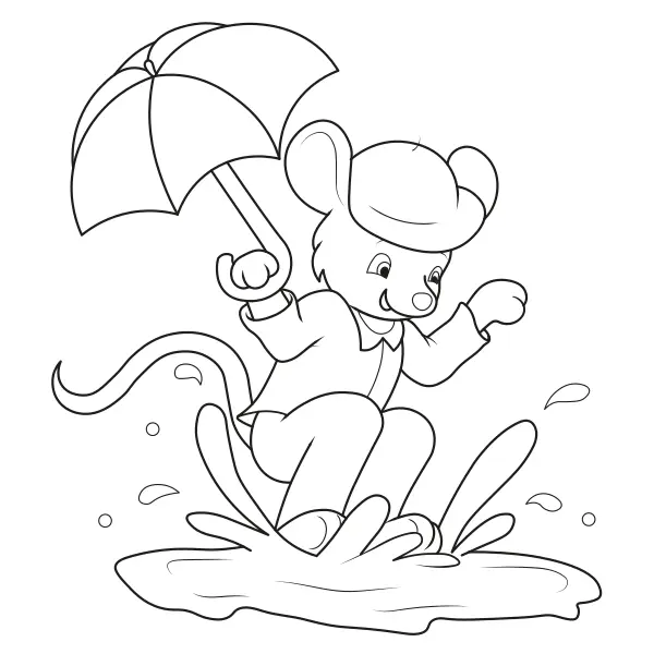 El ratón con el paraguas | Dibujos para colorear online para niños