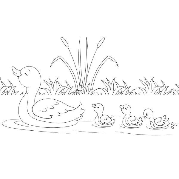 La familia de patos | Dibujos para colorear online para niños