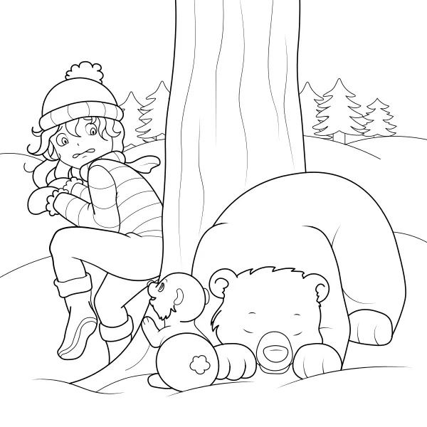 La niña miedosa y los osos | Dibujos para colorear online para niños