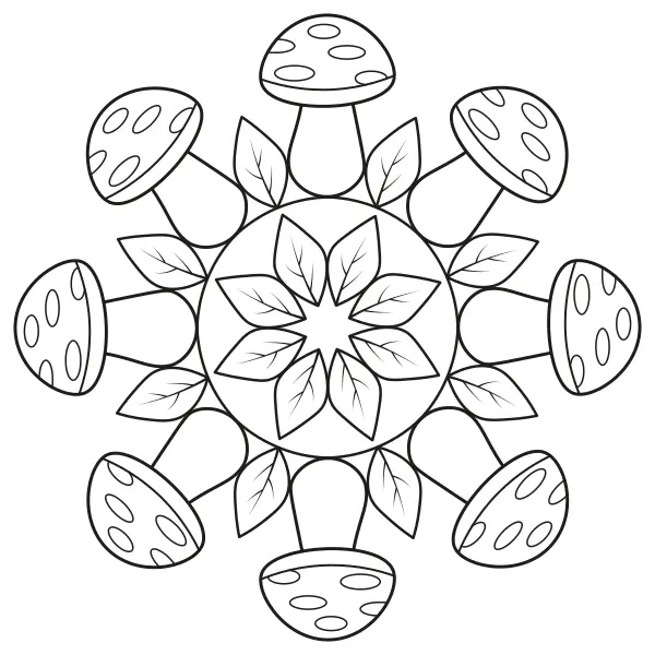 Mandala de setas | Dibujos para colorear online para niños