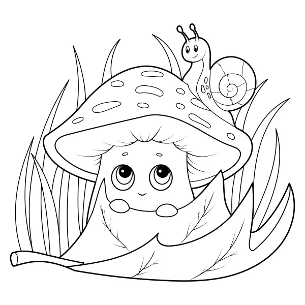 La seta y el caracol | Dibujos para colorear online para niños