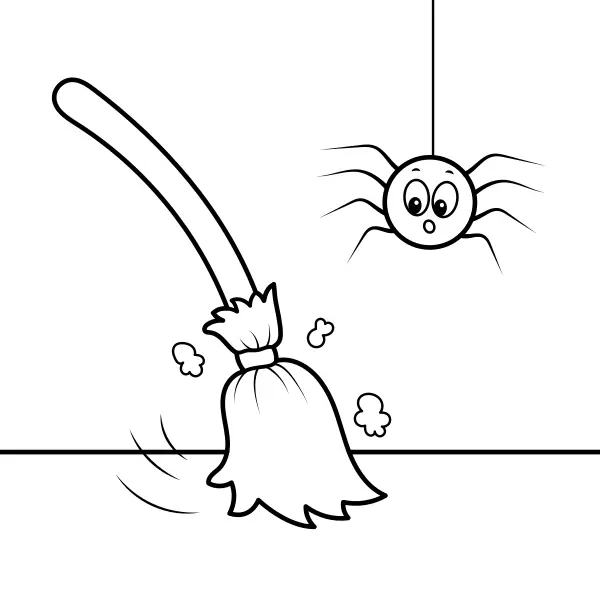 La escoba y la araña | Dibujos para colorear online para niños