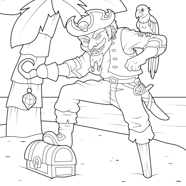 El pirata y el tesoro | Dibujos para colorear online para niños
