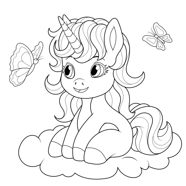 El unicornio y las mariposas | Dibujos para colorear online para niños