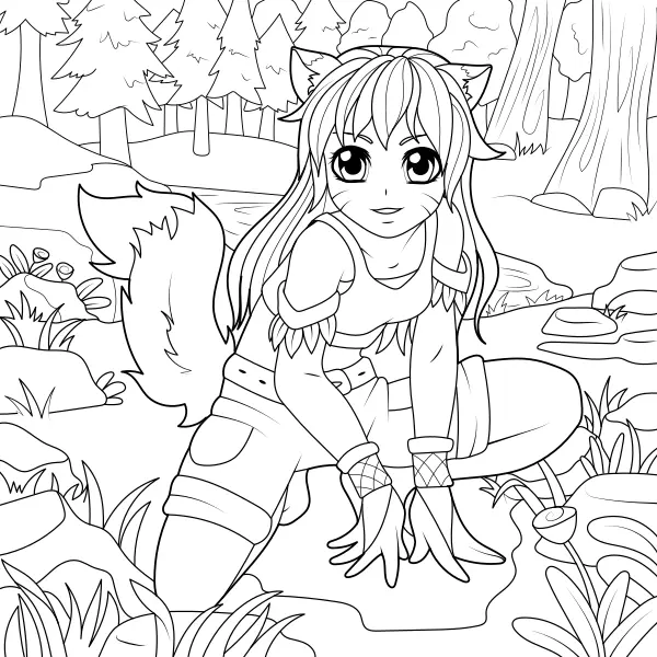 La chica zorro | Dibujos para colorear online para niños
