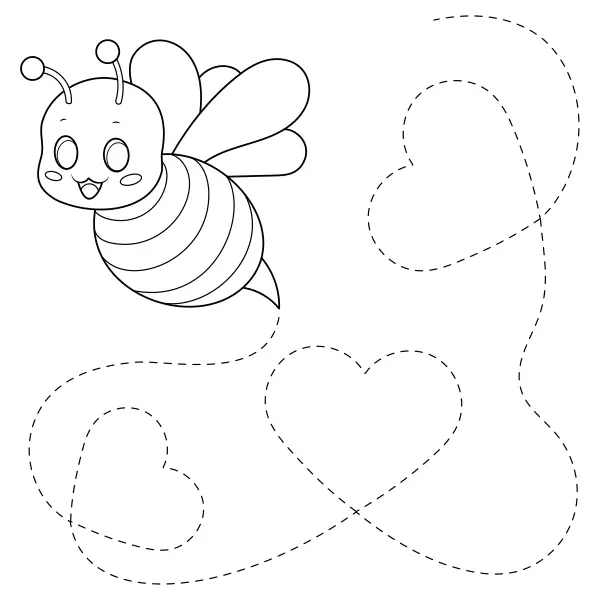 La abeja con corazones | Dibujos para colorear online para niños