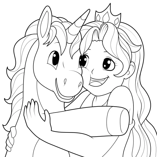 La princesa y el unicornio | Dibujos para colorear online para niños