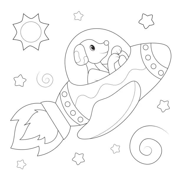 Un perro en el espacio | Dibujos para colorear online para niños
