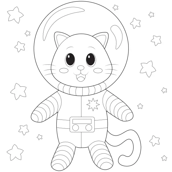 Un gato en el espacio | Dibujos para colorear online para niños