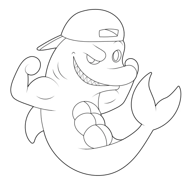 Un tiburón con gorra | Dibujos para colorear online para niños