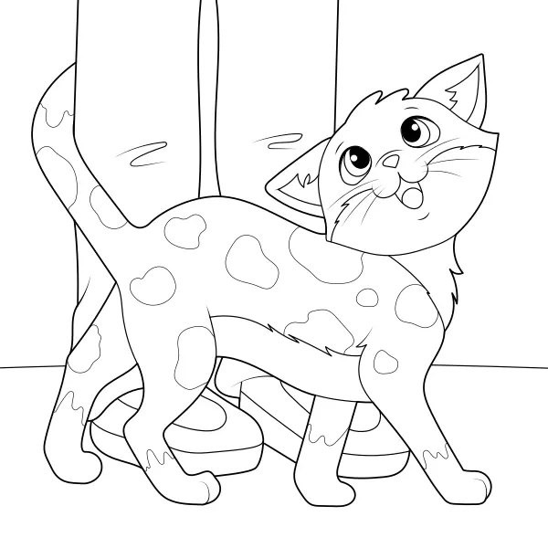 Un gato cariñoso | Dibujos para colorear online para niños