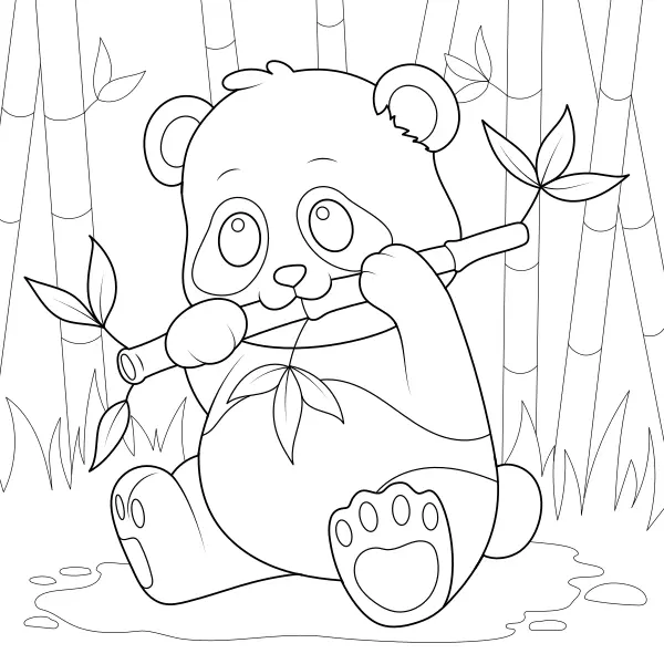 El panda come bambú | Dibujos para colorear online para niños