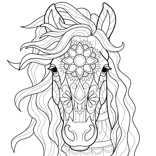 Mandala – Caballo | Dibujos para colorear online para niños